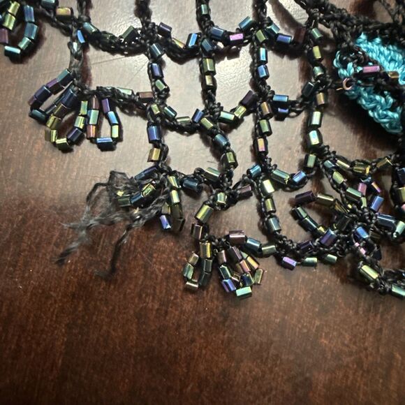 Wrap Colorful Netted Silk Feel Hand Made Crochet Floral Boho Beach Dressy - Picture 8 of 8